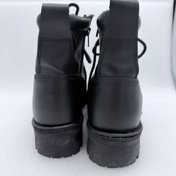 River Road Chunky Motorcycle Boots Black Leather Double Zip - Picture 7 of 10